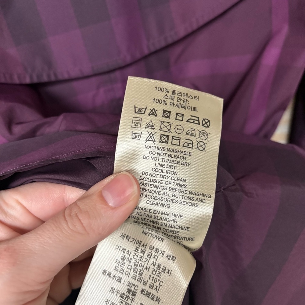Burberry Brit Double Breasted Rain Coat Purple Novacheck Preppy Classic Womens 6 - Picture 9 of 11